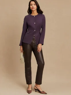Next Dark Purple Collarless Blazer^Women Suits & Tailoring|Blazers