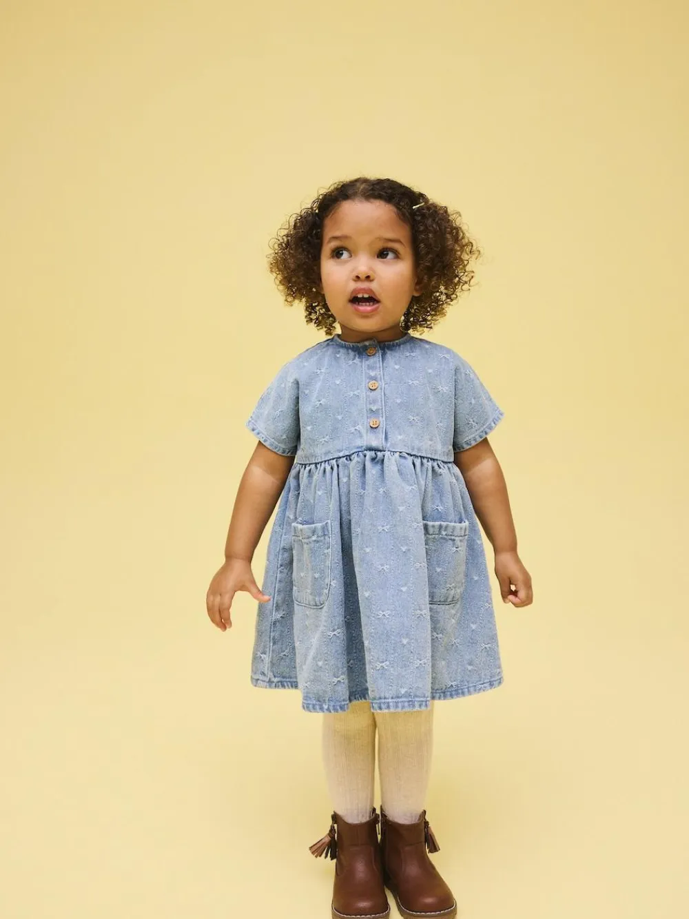 Sale Next Short Sleeve Dress (3mths-8yrs) Denim Bow