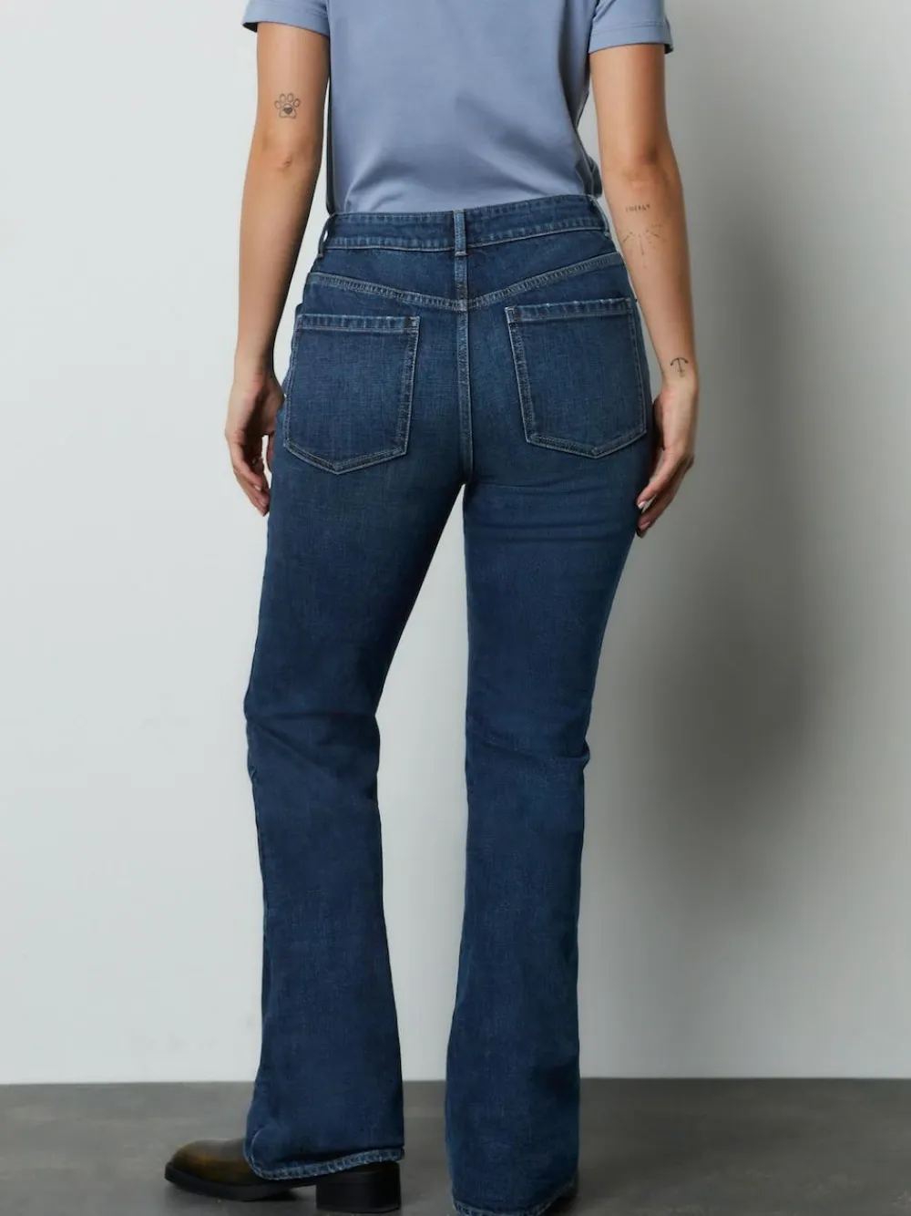 New Next Mid Rise Authentic Bootcut Jeans Denim Dark Blue