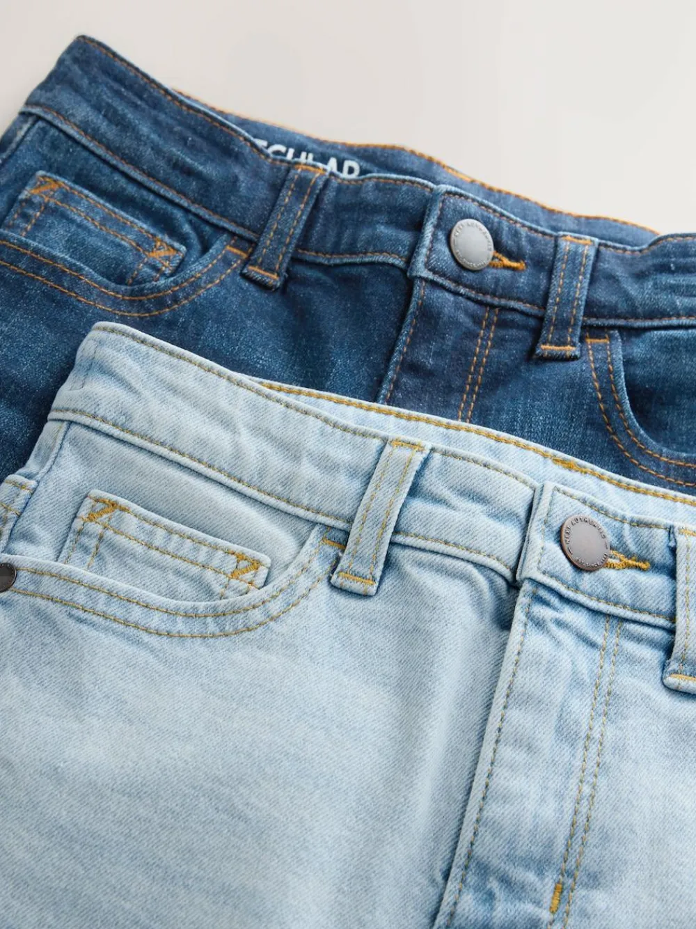 Sale Next Regular Fit Stretch Jeans 2 Pack (3-17yrs) Denim Dark Blue/Bleach
