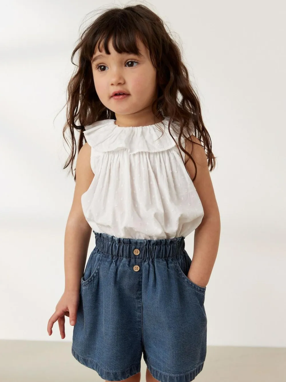 Outlet Next Button Shorts (3mths-7yrs) Denim Dark Wash