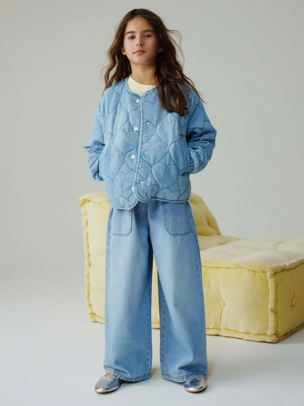 Hot Next Quilted Jacket (3-16yrs) Denim Heart