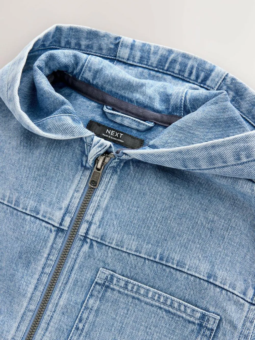 Discount Next Overshirt 100% Cotton Zip Through Hoodie (3-16yrs) Denim Lightwash