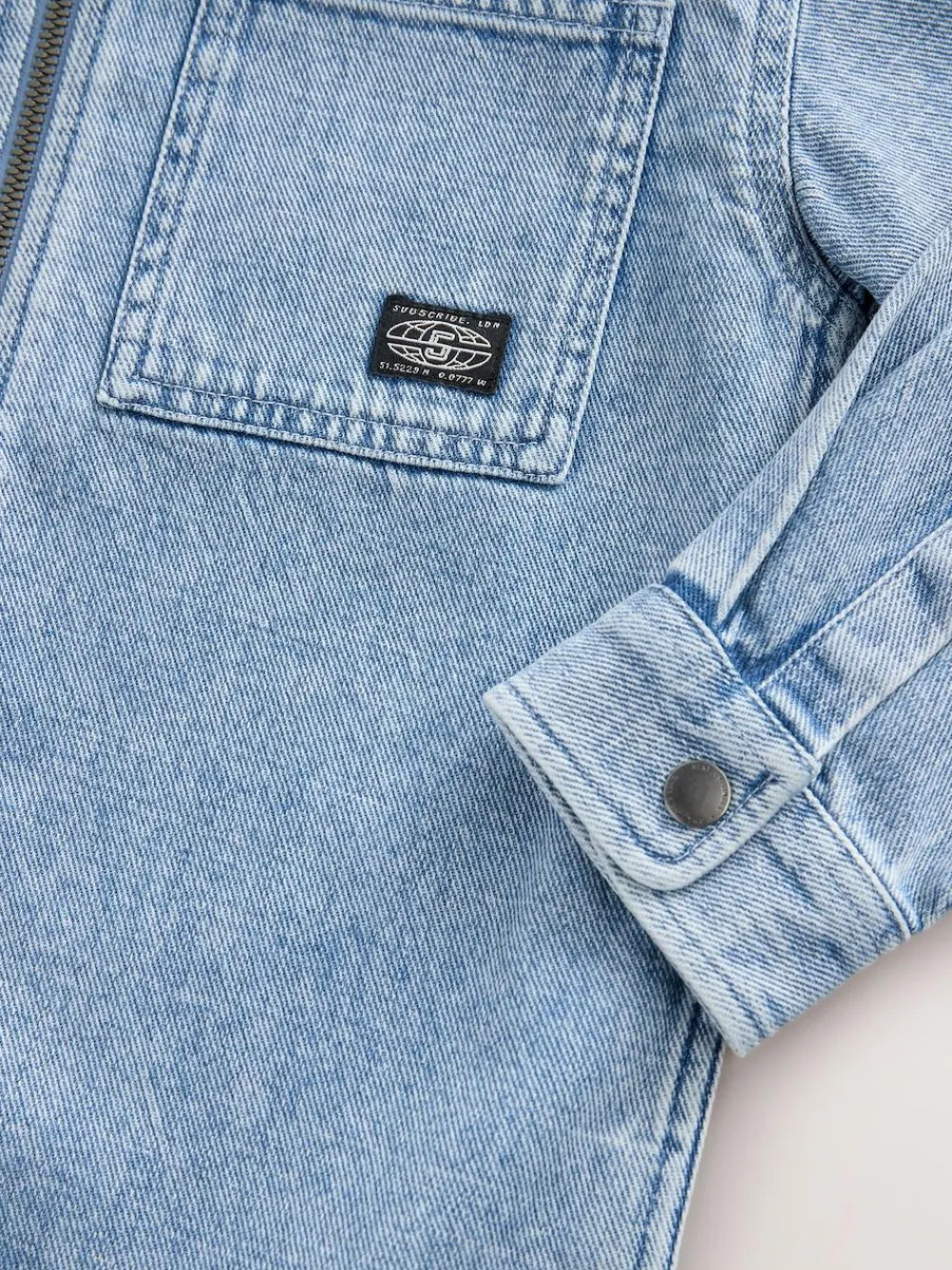 Discount Next Overshirt 100% Cotton Zip Through Hoodie (3-16yrs) Denim Lightwash