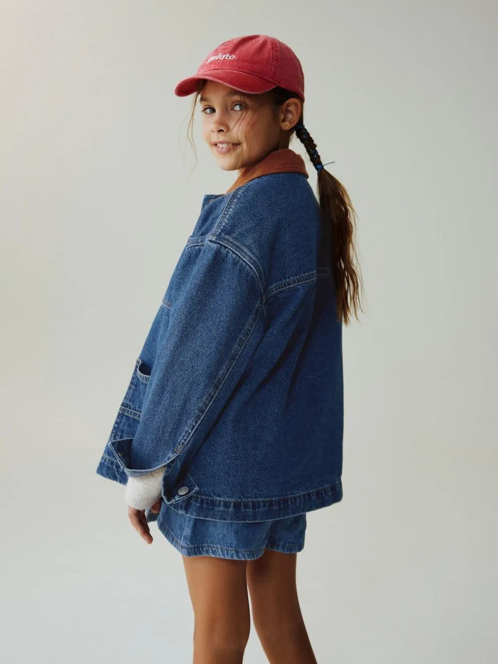 Online Next Cord Collar Jacket (3-16yrs) Denim Mid Blue