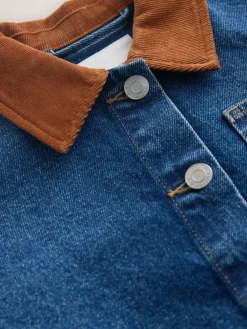 Online Next Cord Collar Jacket (3-16yrs) Denim Mid Blue