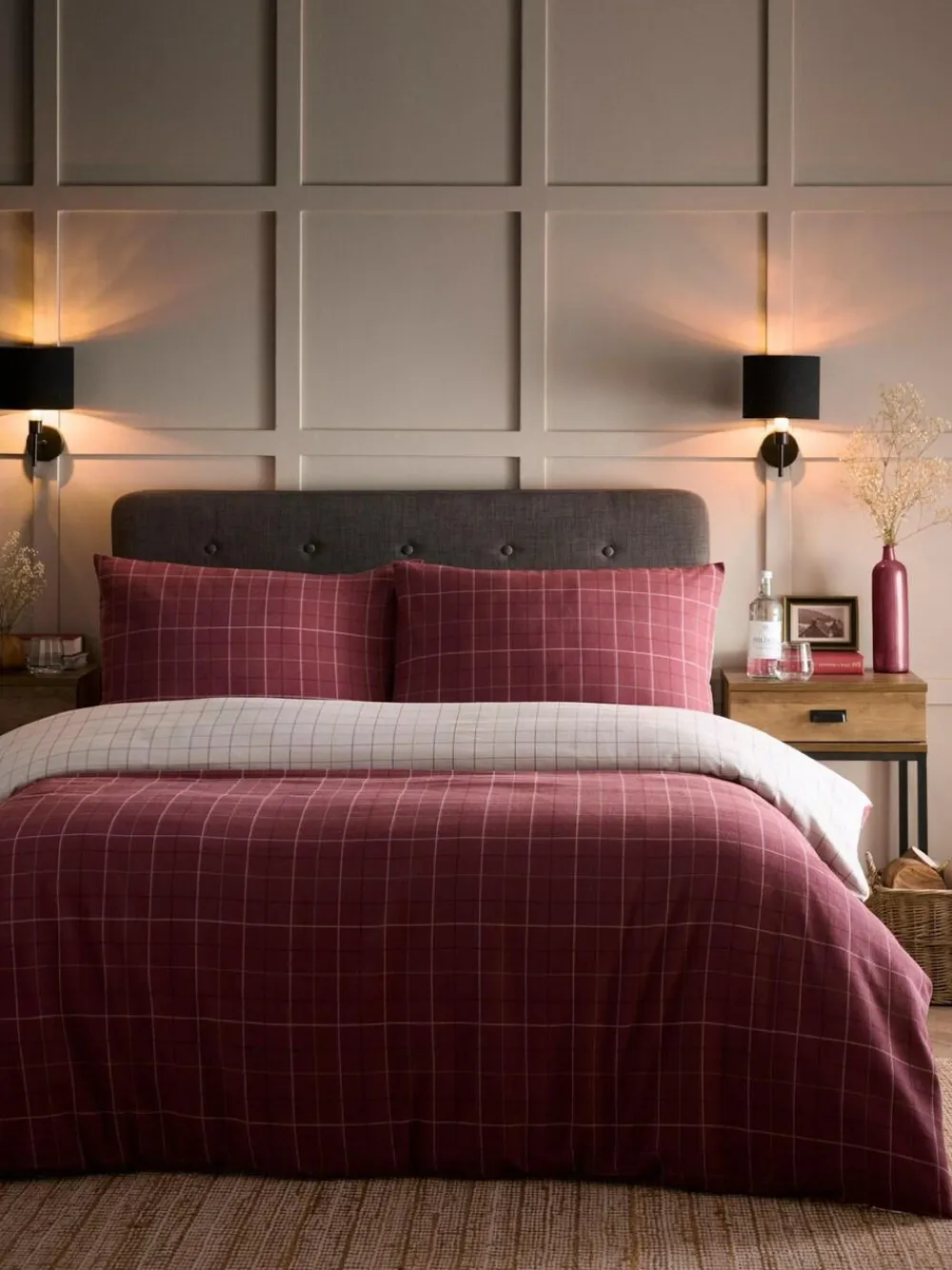 Online Dreams & Drapes Burgundy Wynn Brushed Cotton Duvet Cover Set