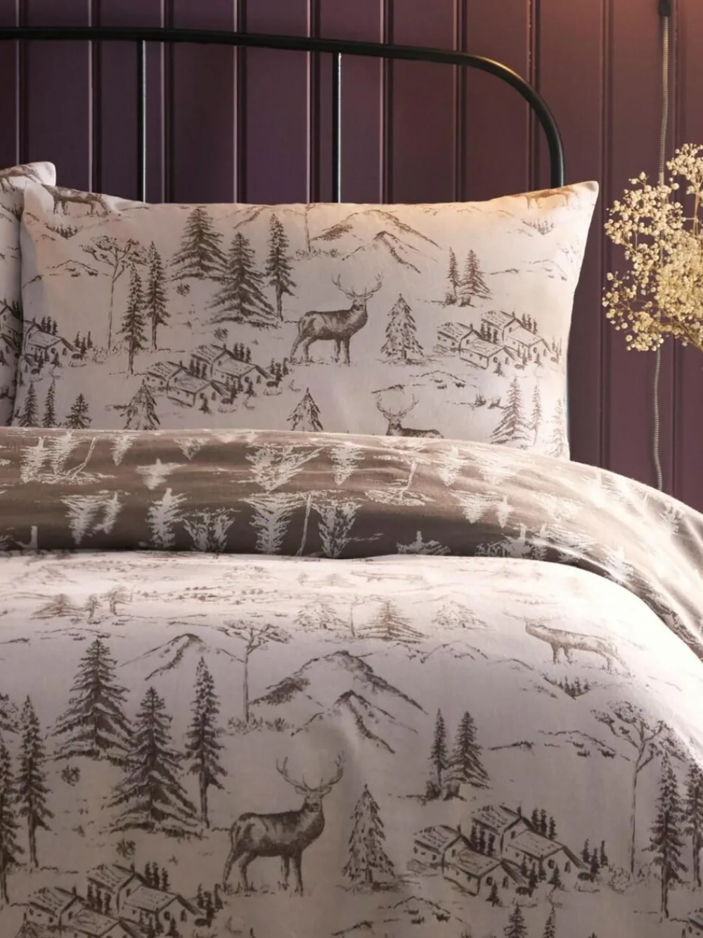 Best Dreams & Drapes Natural Alpine Stag Brushed Cotton Duvet Cover Set