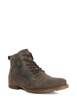 Dune London Wide Fit Heavy Duty Leather Simon Ankle Boots Brown