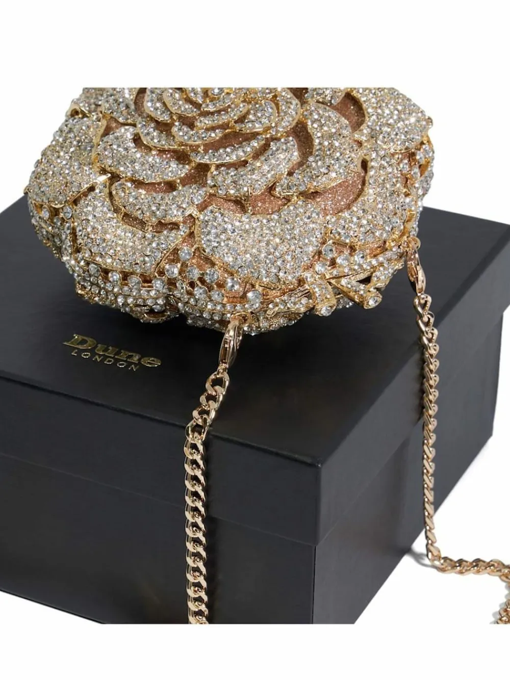 Dune London Bling Hard Embellished Flow Bag Gold