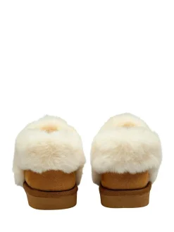 Dunlop Faux Suede Collar Full Slippers^Women Slippers