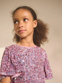 Next Angel Sleeve Sequin Party Dress (3-16yrs)^ Dresses