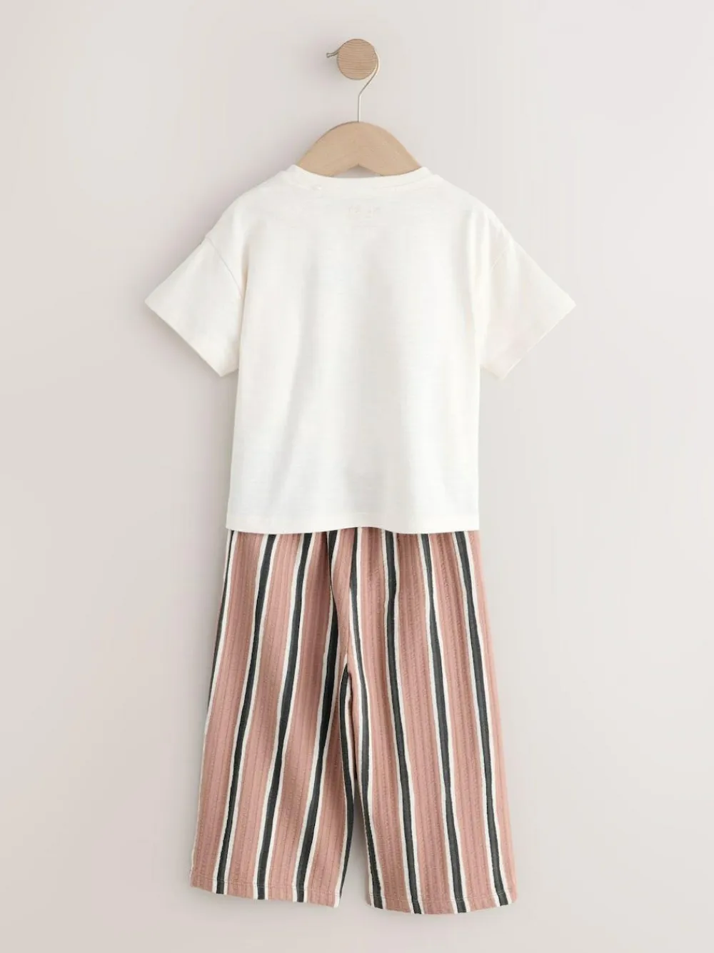 Next Ecru/ Brown Cherry Short Sleeve Top and Barrel Trousers Set (3mths-7yrs)^ Baby Girls|Tops