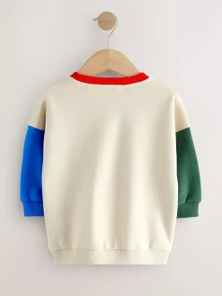 Clearance Next Ecru Colourblock All-Over Print Crew Neck Sweatshirt (3mths-7yrs)