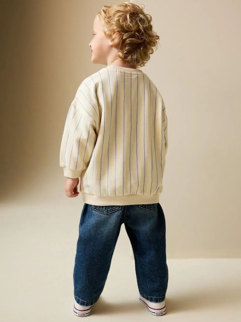 Discount Next Ecru Elephant Striped All-Over Print Crew Neck Sweatshirt (3mths-7yrs)
