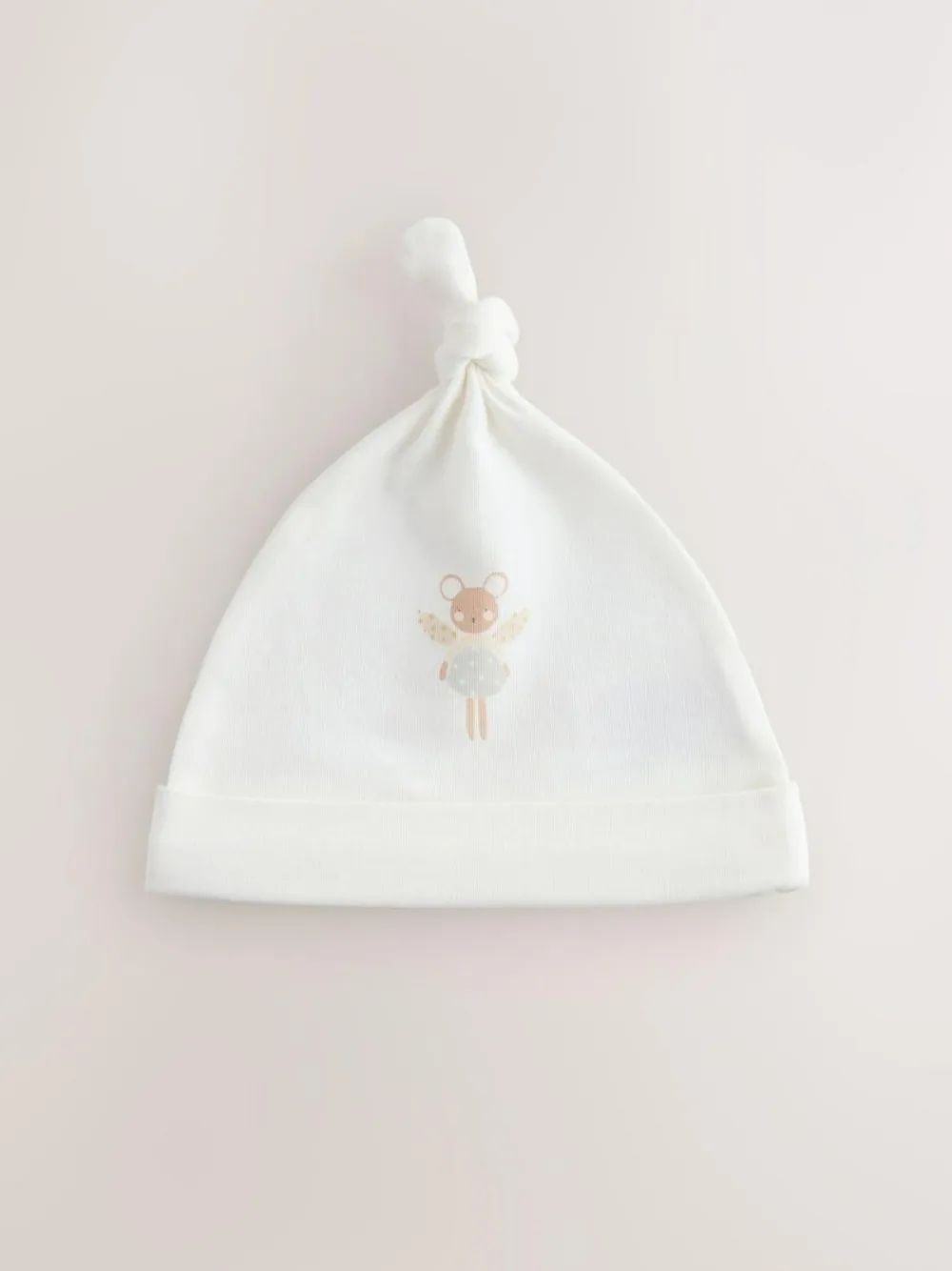 Hot Next Ecru Fairy Mouse 3 Pack Tie Top Baby Beanies (0mths-2yrs)