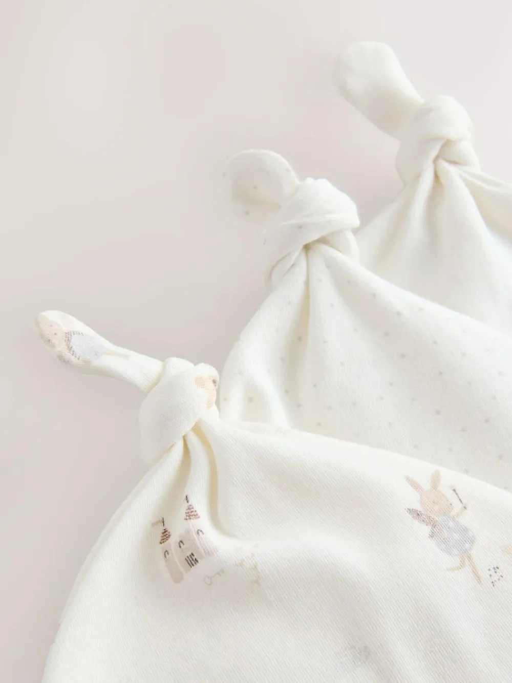 Hot Next Ecru Fairy Mouse 3 Pack Tie Top Baby Beanies (0mths-2yrs)
