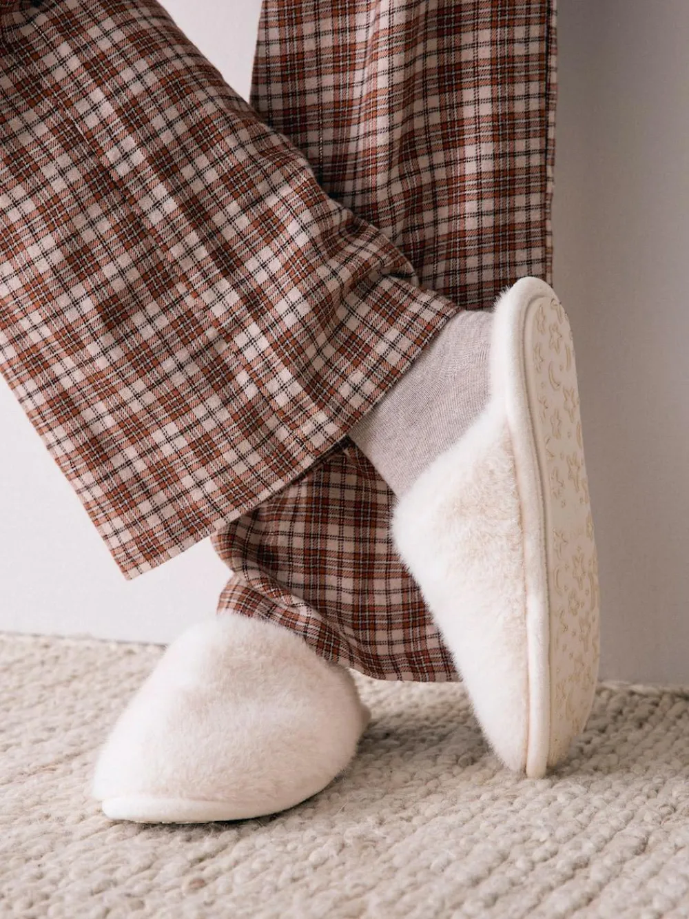 Next Faux Fur Mule Slippers^Women Slippers|All Night & Lounge