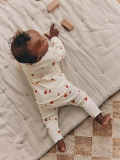 Next Baby Top and Leggings 2 Piece Set (0mths-2yrs) Ecru Hearts
