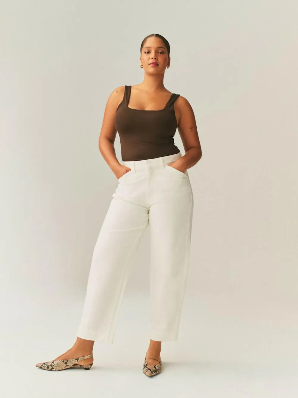 Next Ecru Hourglass Wide Leg Barrel Denim Jeans^Women Jeans|Jeans