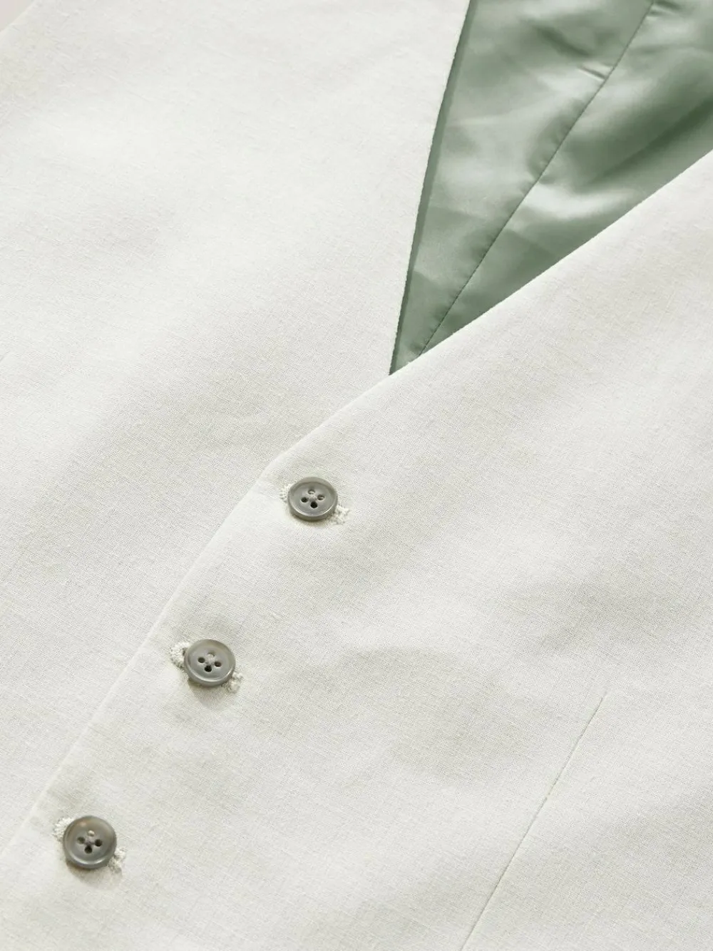 Next Ecru Linen Blend Texture Suit Waistcoat^ Vests