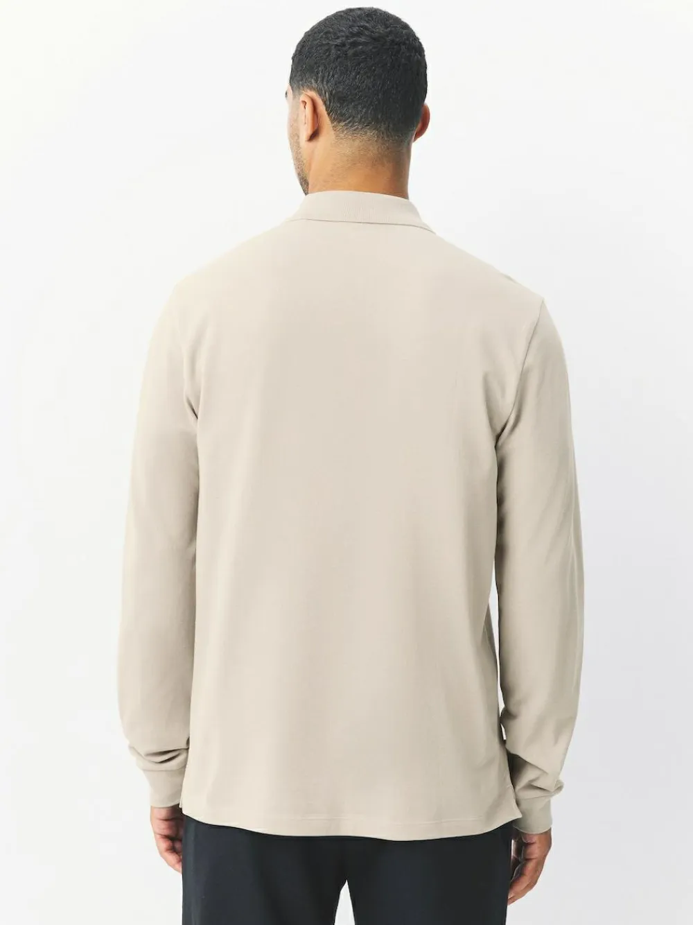 Best Next Ecru Oatmeal Regular Fit Long Sleeve Pique Polo Shirt