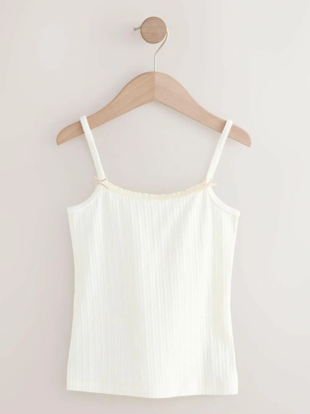Outlet Next Strappy Textured Cami Vests 3 Pack (1.5-16yrs) Ecru pink stripe