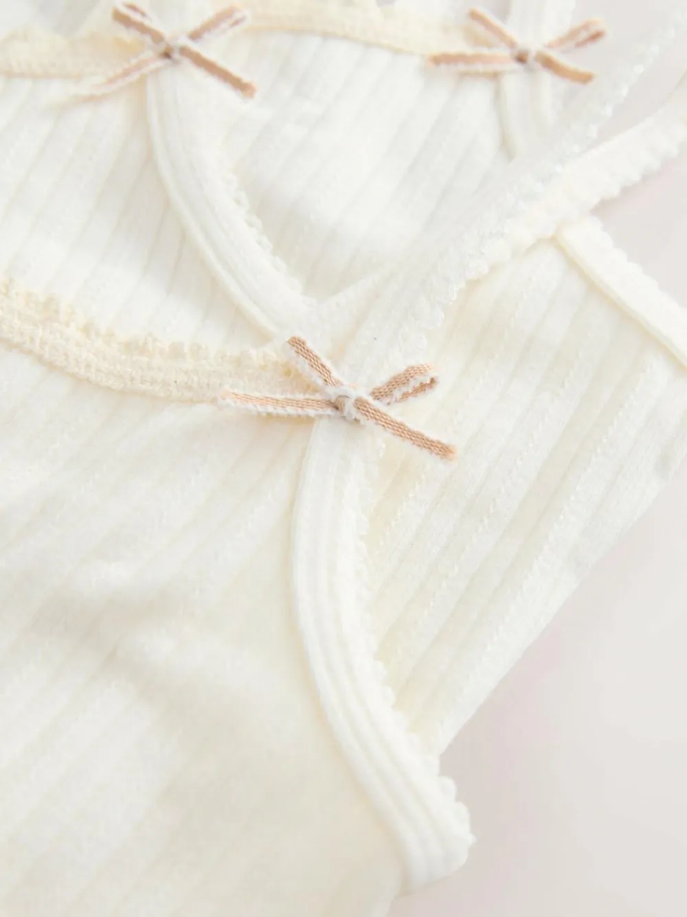 Outlet Next Strappy Textured Cami Vests 3 Pack (1.5-16yrs) Ecru pink stripe