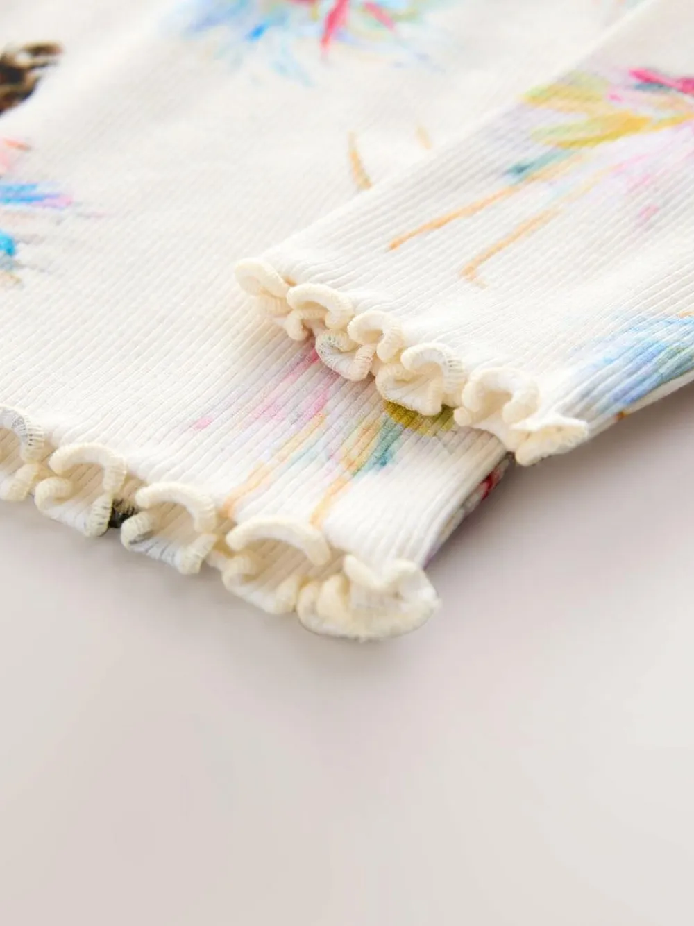 Clearance Next Ribbed Long Sleeve Frill T-Shirt (3mths-7yrs) Ecru
