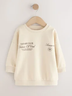 Next Ecru Safari Club Back Printed Crew Neck Jersey Sweatshirt (3mths-7yrs)^BOY Sweatshirts & Hoodies|Sweatshirts & Hoodies