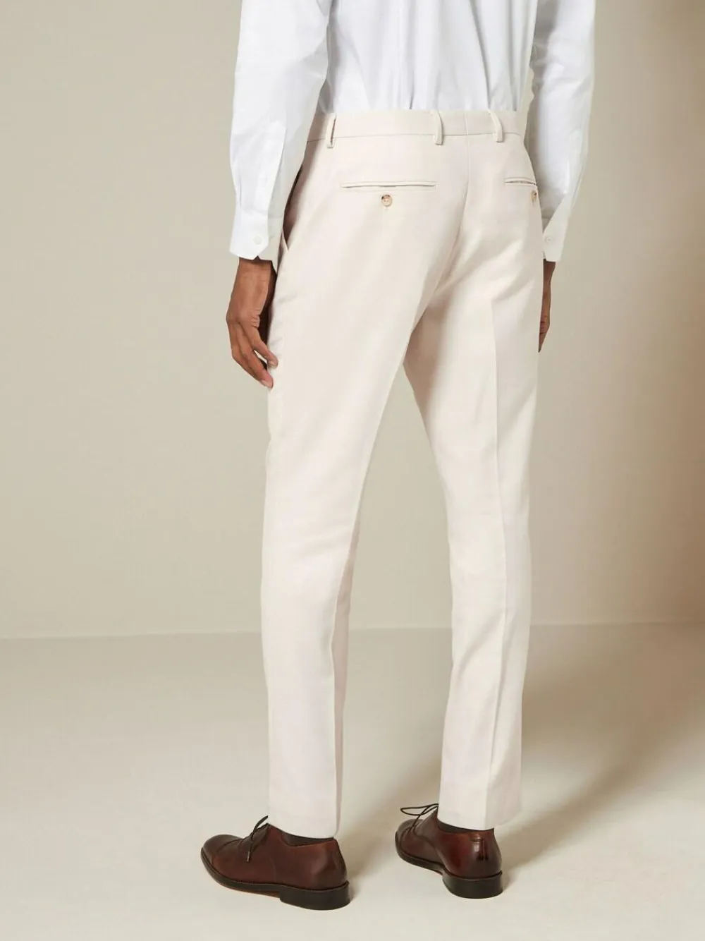 Next Ecru Slim Fit Textured Suit Trousers^ Pants & Chinos