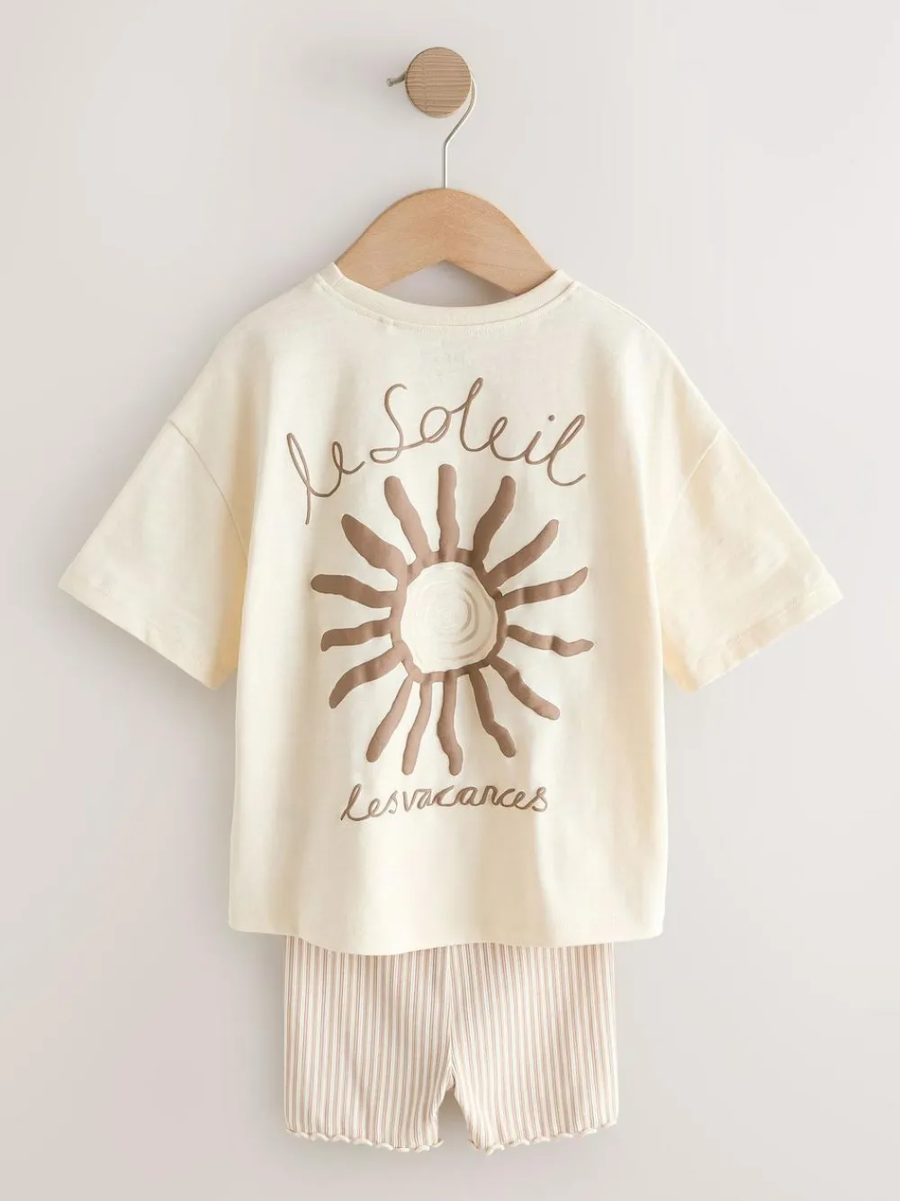 Next Ecru Sun Short Sleeve T-Shirt and Cycle Shorts Set (3mths-7yrs)