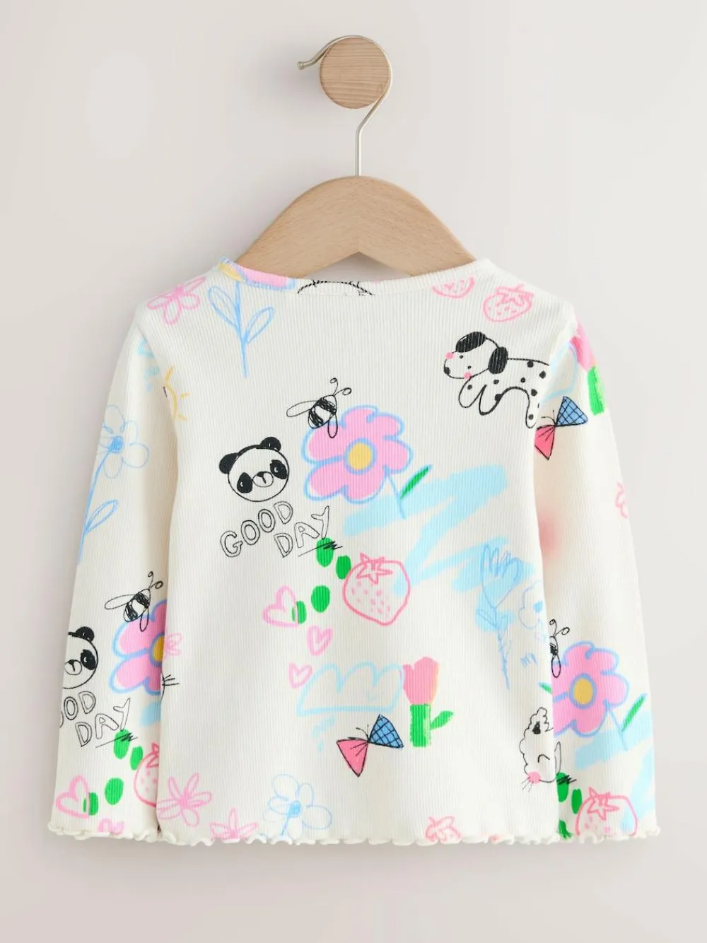 Sale Next Ecru White Rib Long Sleeve T-Shirt (3mths-7yrs)