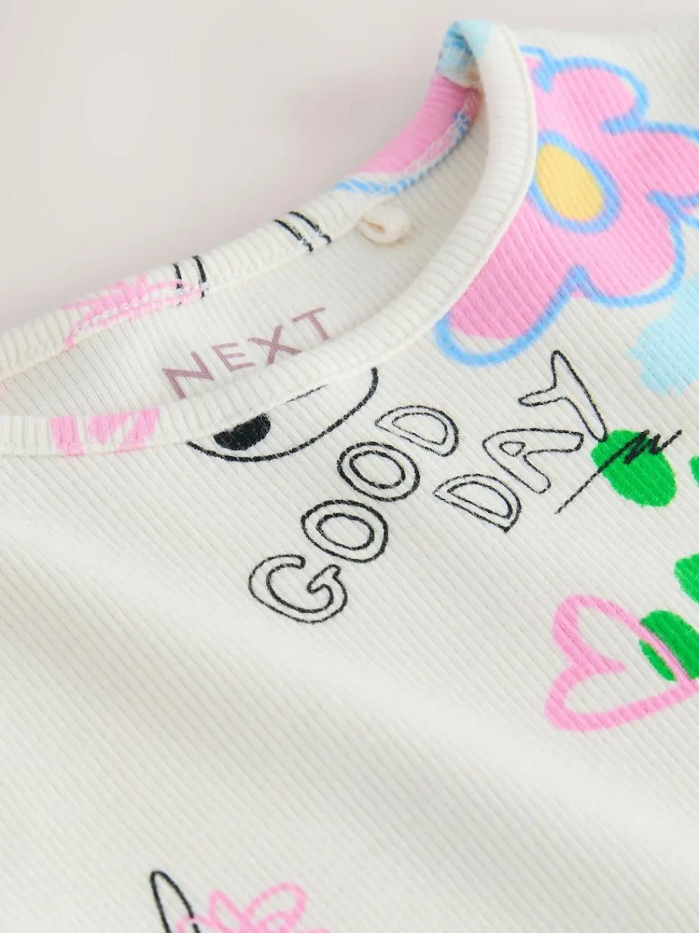 Sale Next Ecru White Rib Long Sleeve T-Shirt (3mths-7yrs)