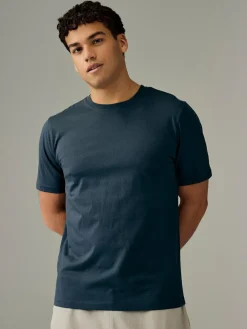 Next Ecru/Blue/Green/Neutral Mushroom/Grey/Stone Regular Fit Essential Cotton T-Shirts 6 Pack^ Nightwear|Tops & T-Shirts