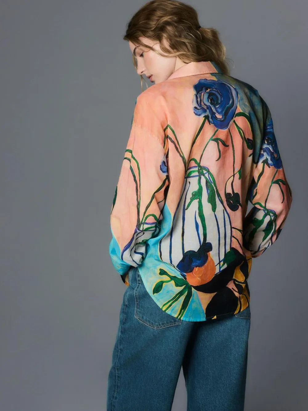 Hot Next Elizabeth Power Artist Print Relaxed Long Sleeve Cotton Lightweight Shirt