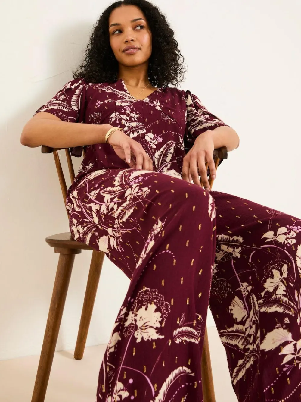 Best Fat Face FatFace Azalea Claret Floral Print Jumpsuit