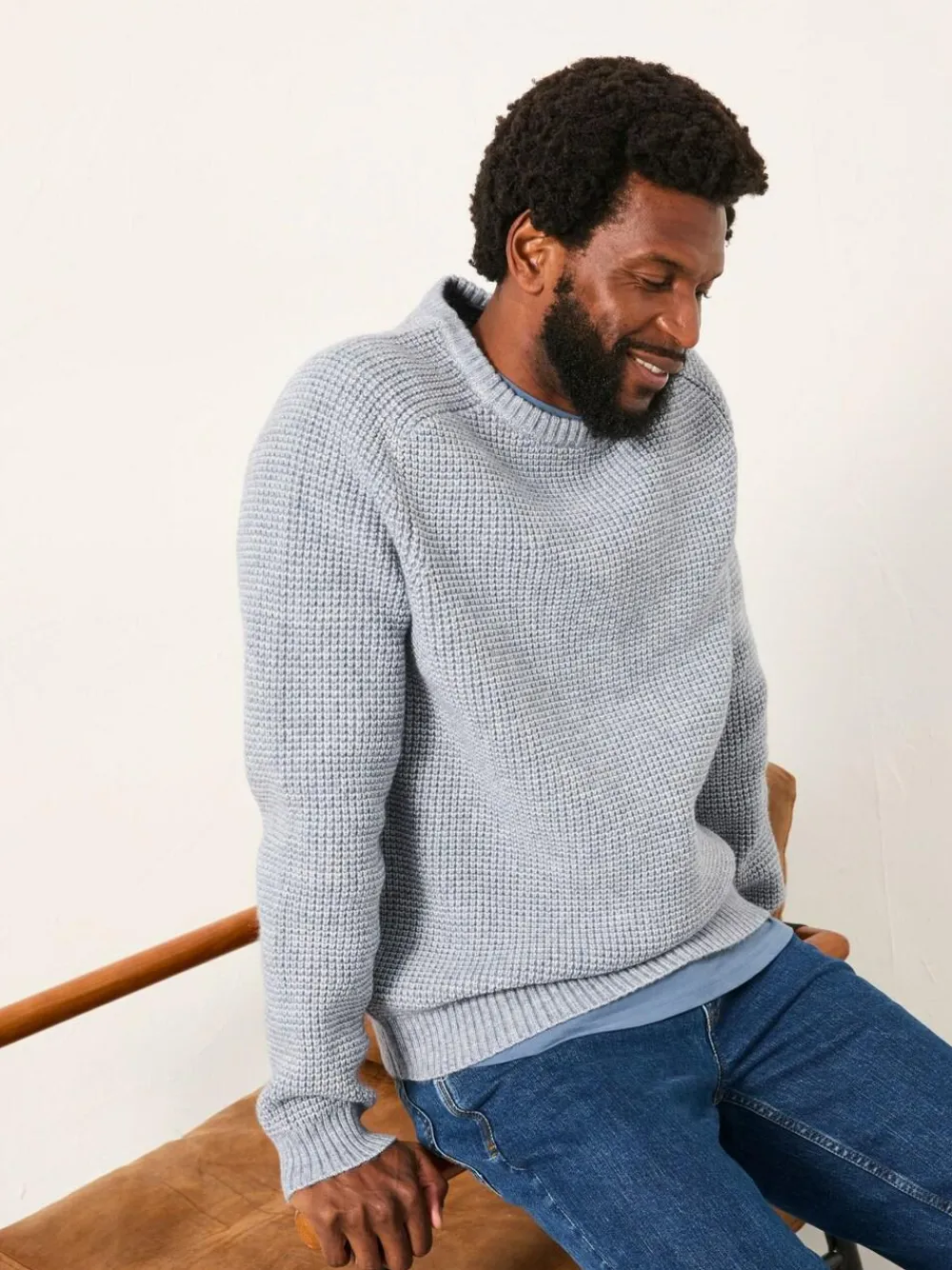 Fat Face FatFace Bourton Light Blue Knitted Crew Neck Jumper^ Knitwear|Knitwear