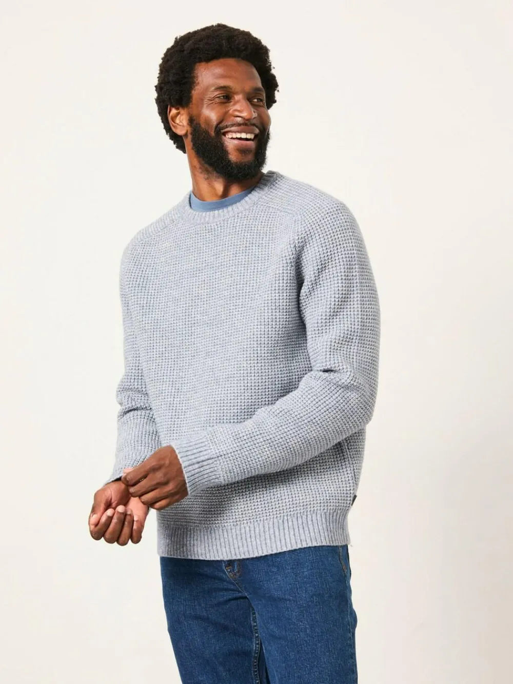 Fat Face FatFace Bourton Light Blue Knitted Crew Neck Jumper^ Knitwear|Knitwear