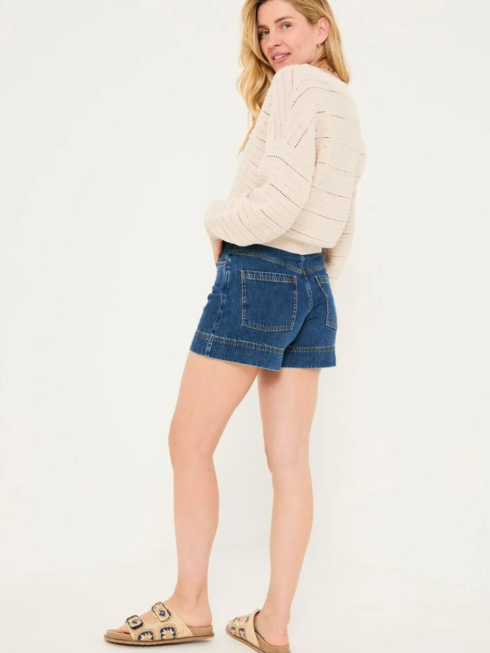 Hot Fat Face FatFace Broadway 100% Cotton Denim Shorts Denim Vintage