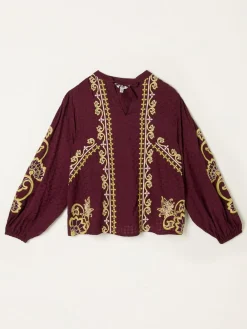 Fat Face FatFace Garratt Embroidered V-neck Blouse^Women Blouses & Shirts