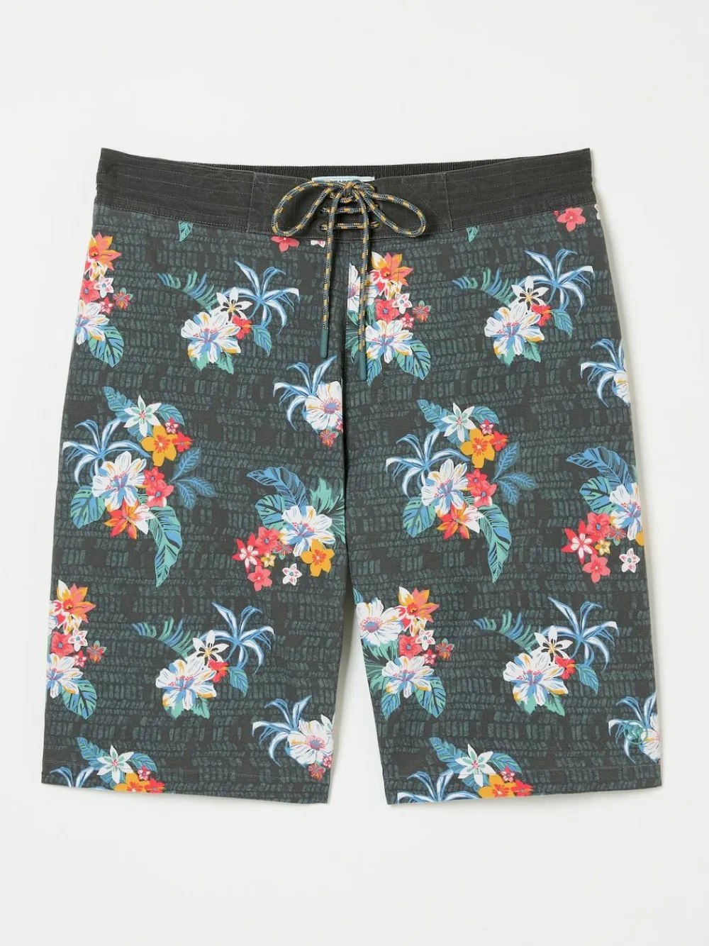 Hot Fat Face FatFace Camber Washed Black Hibiscus Swim Shorts