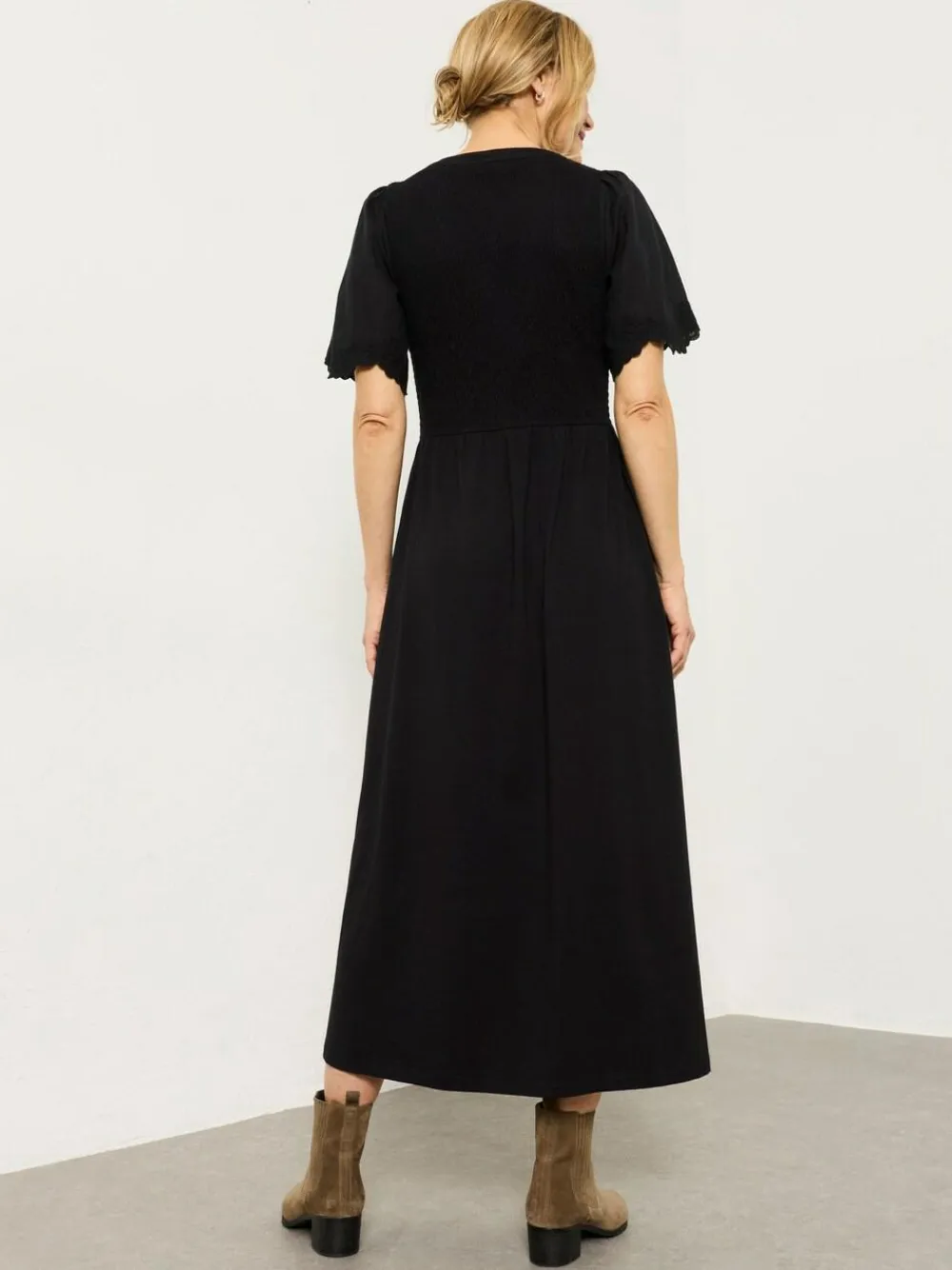 Discount Fat Face FatFace Fleur Jersey Midi Dress Black