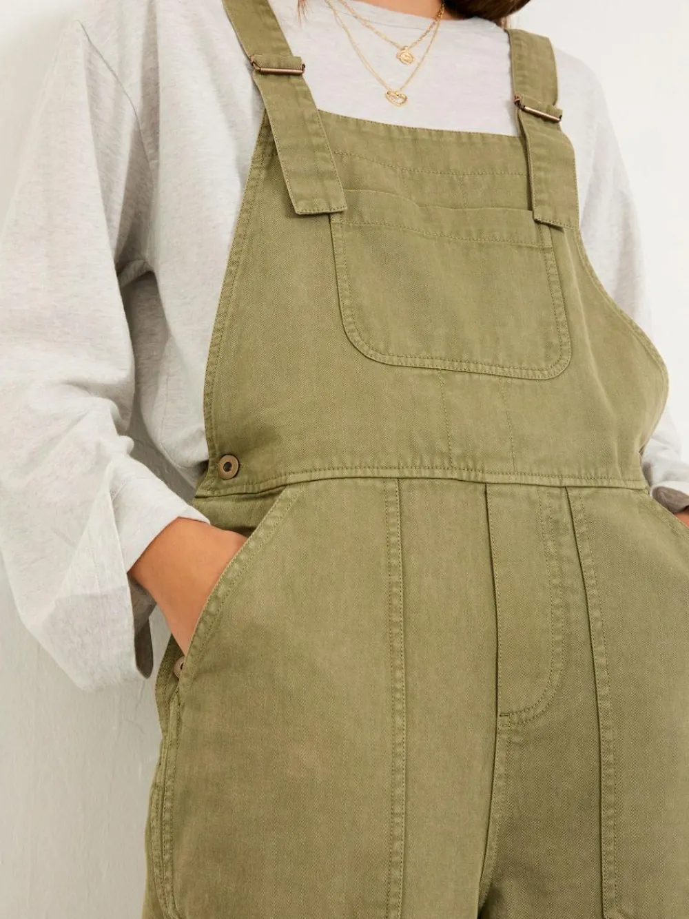 Fat Face FatFace Freja Khaki Green Dungarees^Women Jumpsuits & Playsuits