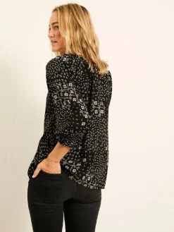 Best Fat Face FatFace Kira Petite Blouse Black Mono Patchwork
