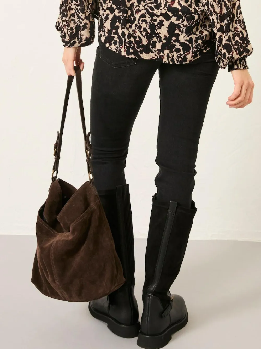 Fat Face FatFace Molly Chocolate Brown Suede Shoulder Bag^Women Bags