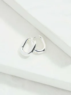 Fat Face FatFace Silver Tone Oval Huggie Hoop Earrings^Women Jewellery