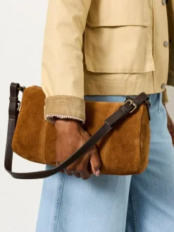 Outlet Fat Face FatFace Suede Shoulder Bag Tan Brown