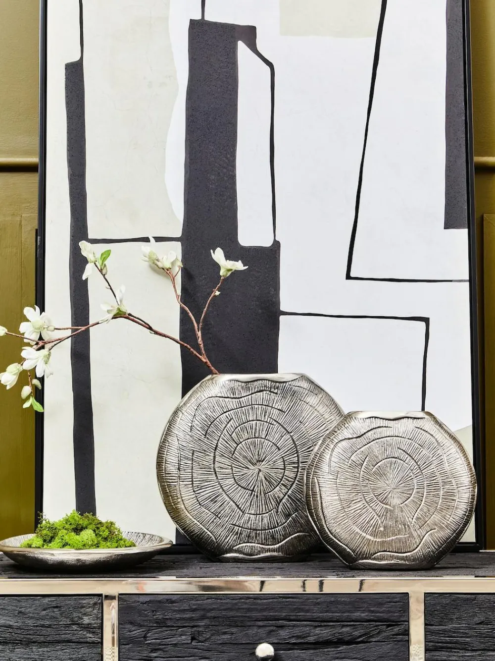 Fifty Five South Silver Small Silva Oak Effect Finish Vase^ Vases