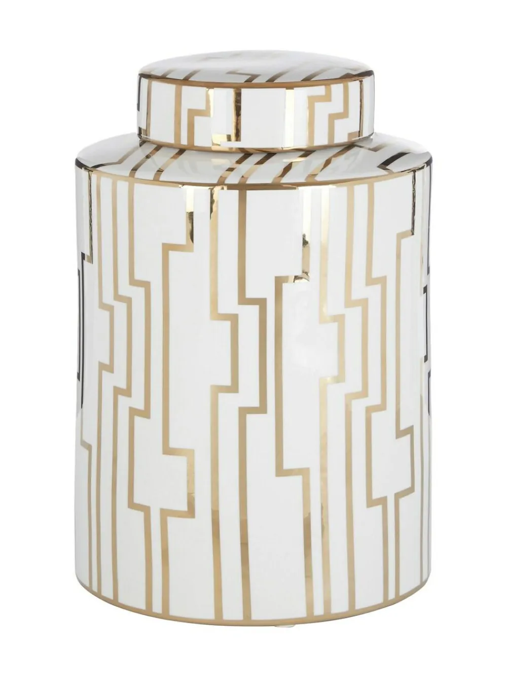 Fifty Five South White/Gold Kya Ceramic Jar with Lid^ Storage & Organisation